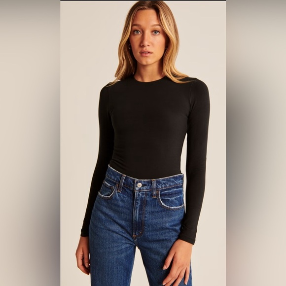 Abercrombie & Fitch Black Long Sleeve Fitted Bodysuit - Picture 1 of 5